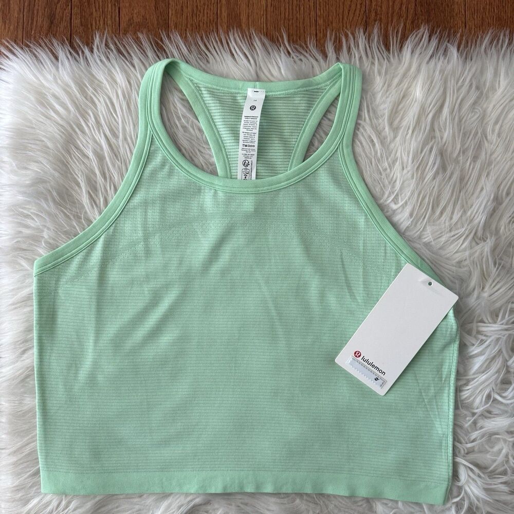 Lululemon Swiftly Tech Cropped Racerback Tank Top Shirt Size 14 Citra Lime NWT